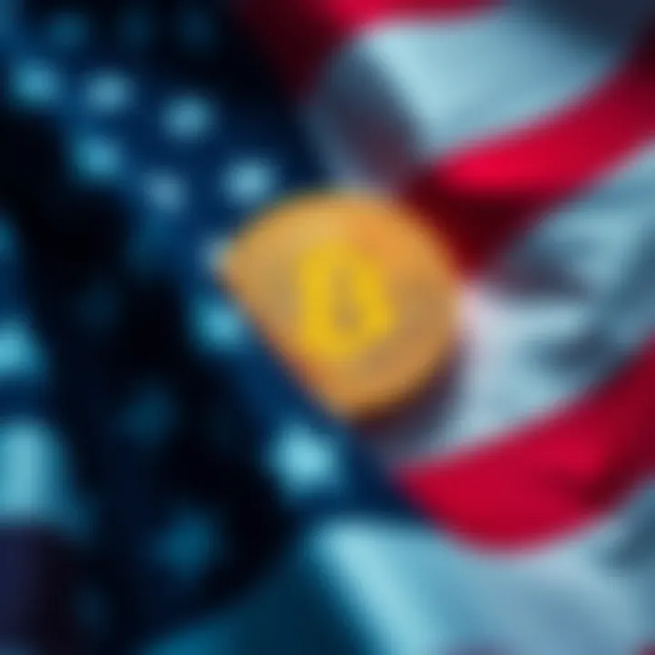 Bitcoin symbol layered over the American flag, symbolizing its potential role in US funding and energy solutions.