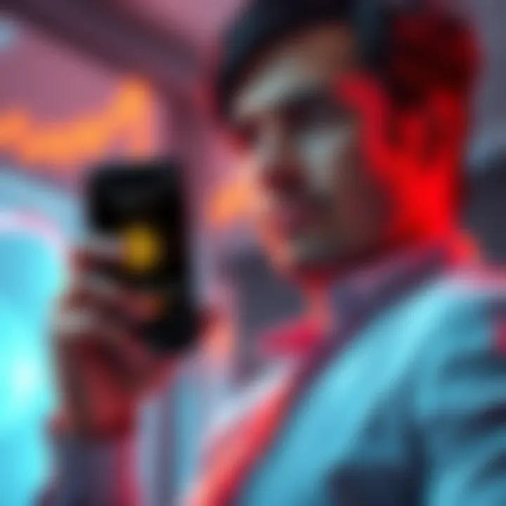 A person holding a smartphone displaying Bitcoin prices with a confident expression, symbolizing resilience and optimism in finance.