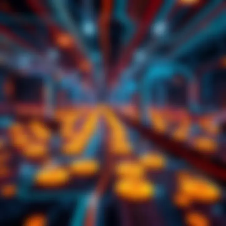 Exploring the Maze of Bitcoin Anonymity A visual representation of Bitcoin transactions with obscured origins featuring complex pathways and digital security elements