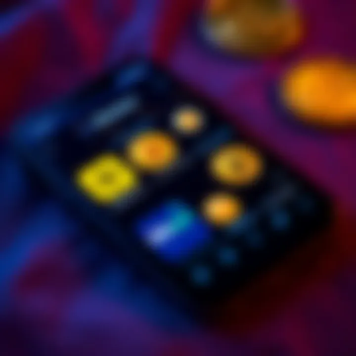 A smartphone screen displaying various cryptocurrency apps like Binance and CoinSpot with Bitcoin graphics.