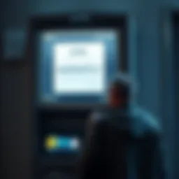 Bitcoin ATM Declares Bankruptcy A Bitcoin ATM displaying a bankruptcy notice with a stressed investor looking on.