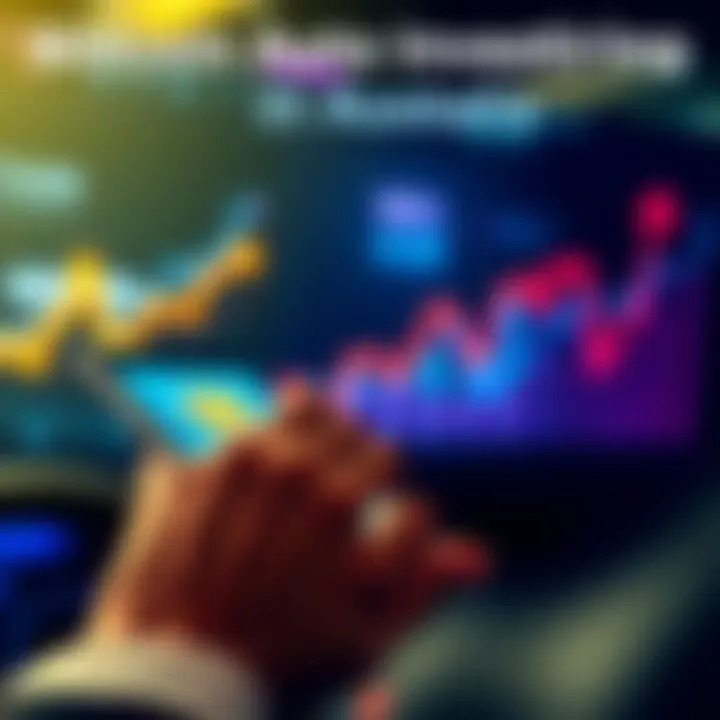 A person using a smartphone app to invest in Bitcoin, showing a graph with upward trends in the background.