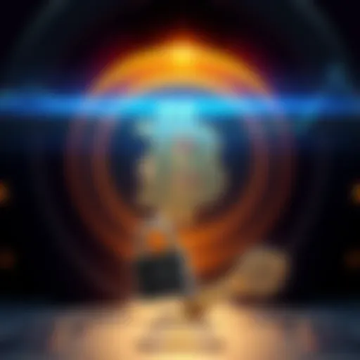 Bitcoin Backdoor Concept Illustration of a Bitcoin symbol with a lock and a key, suggesting hidden access and security concerns.