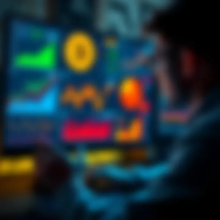 A person analyzing Bitcoin metrics on a computer screen while considering a loan. Charts and graphs related to Loan To Value displayed on the screen.