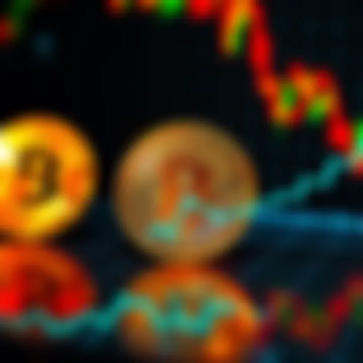 A visual representation of Bitcoin symbols with charts showing market trends, highlighting its unique investment behavior without marketing or promises.