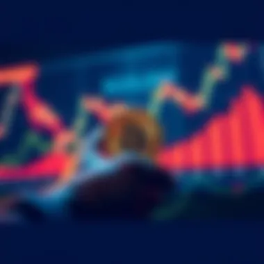 A person placing a bet of $5,000 on Bitcoin's future potential, with a graph showing Bitcoin's price trend and a $225,000 target in the background.