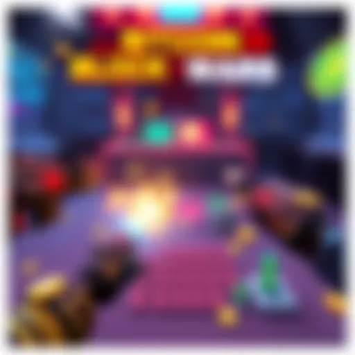 A scene from Bitcoin Block Wars showing players shooting and dodging in an arcade-style environment influenced by live Bitcoin data.