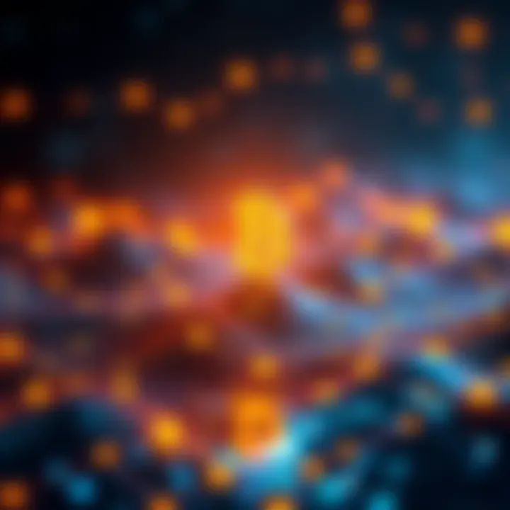 A futuristic digital landscape showcasing interconnected blockchain nodes symbolizing Bitcoin's role in the future of the internet.