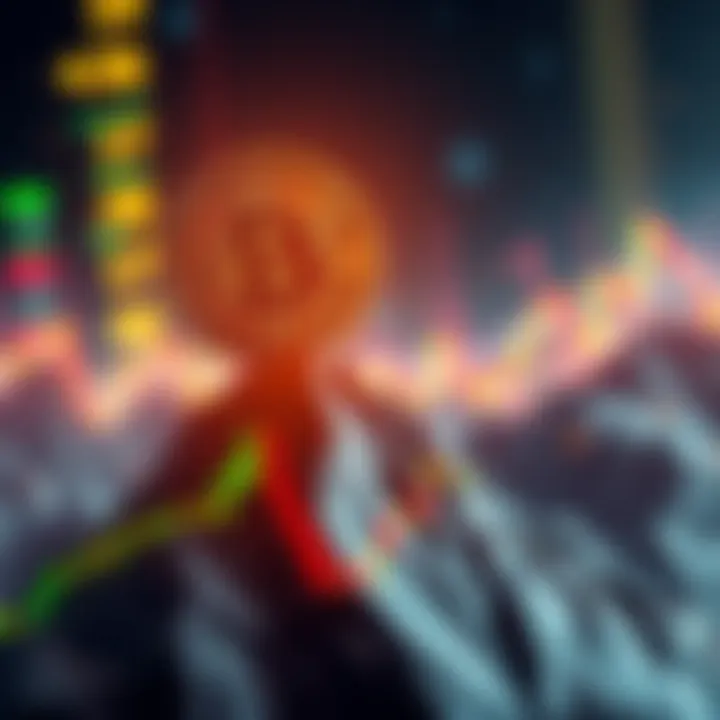 Conceptual graphic illustrating Bitcoin rising above traditional stock market graphs, symbolizing independence and innovation.