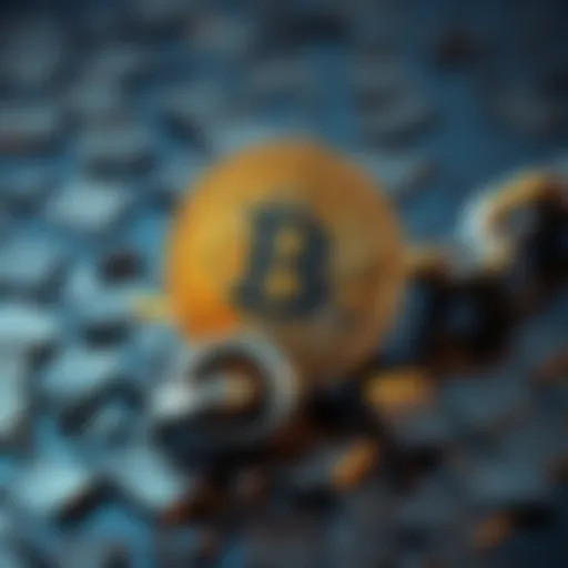 A Bitcoin symbol sits atop a cracked and broken chain, symbolizing limitations in solving greed and societal issues.
