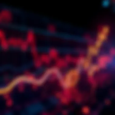 An upward trend line representing Bitcoin's price movement against a backdrop of market charts and bullish symbols.