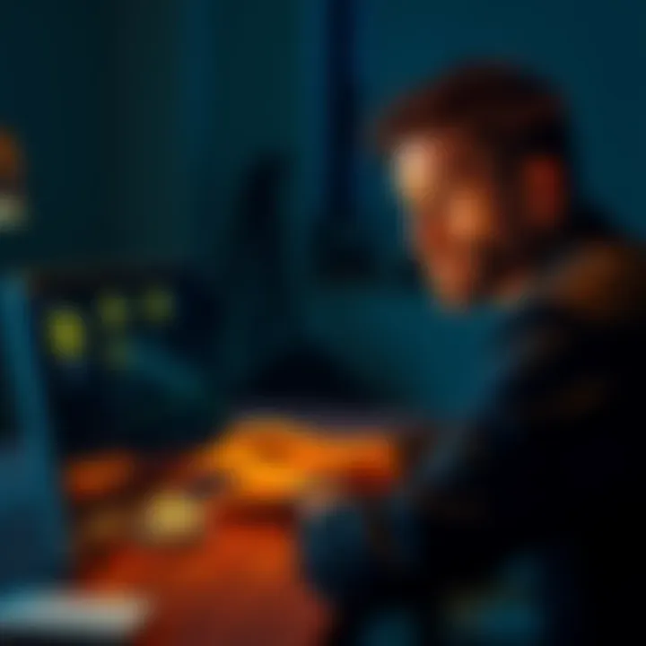 Person puzzled by Bitcoin buying process A person looking confused while trying to buy Bitcoin on a laptop with various steps on the screen