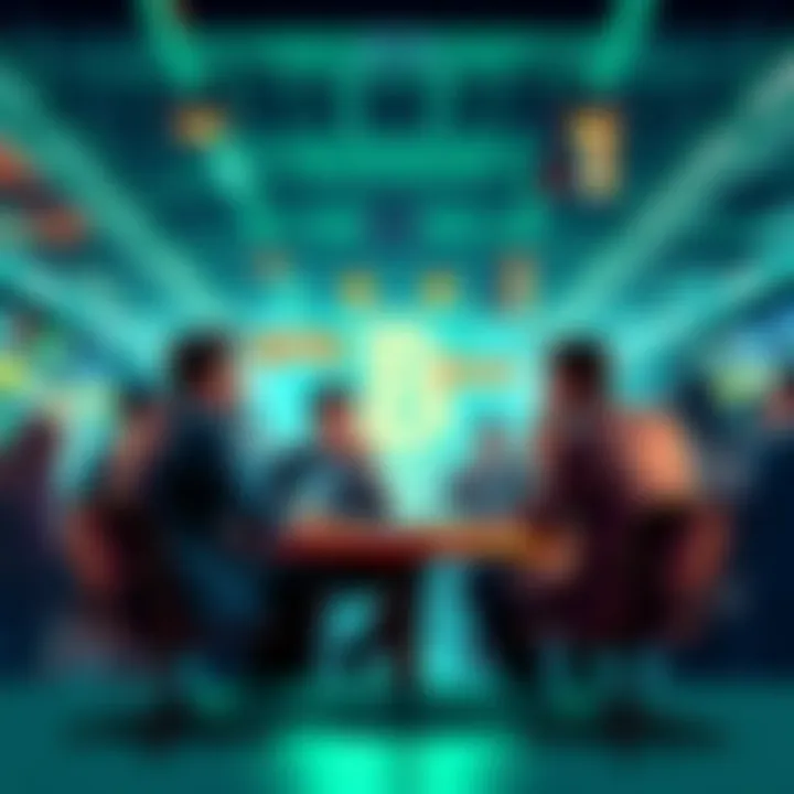 People debating Bitcoin Cash and alternatives in a market setting