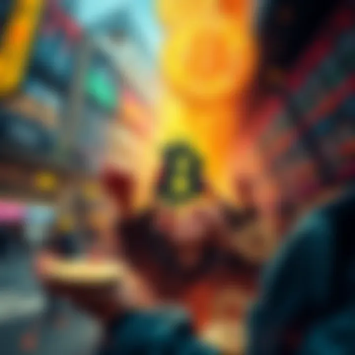 An artistic representation of a Bitcoin cashout affecting market dynamics, illustrating panic and liquidity issues among traders.