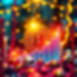 A graphic showing Bitcoin symbol with a rising graph and festive elements to mark its $1 milestone anniversary.