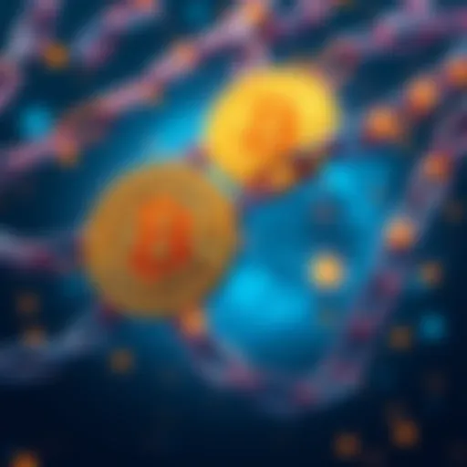 An illustration showing multiple Bitcoin chains coming together, symbolizing the concept of merging different forks.