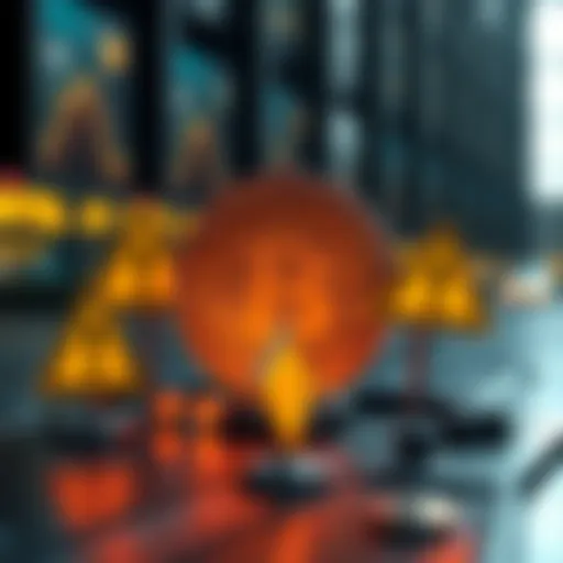 A visual representation of Bitcoin's growth issues, showing a Bitcoin symbol with warning signs around it, illustrating the challenges it faces in 2026.