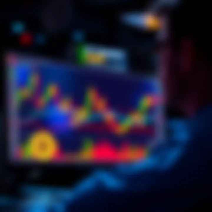 A trader looking at a Bitcoin price chart with indicators highlighting market trends and confusion, reflecting the unpredictability of Bitcoin's price movements.