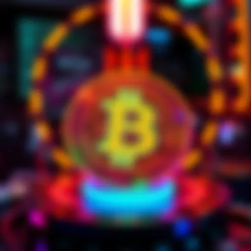 A colorful Bitcoin coaster featuring the Bitcoin logo and playful designs symbolizing cryptocurrency humor and community spirit.