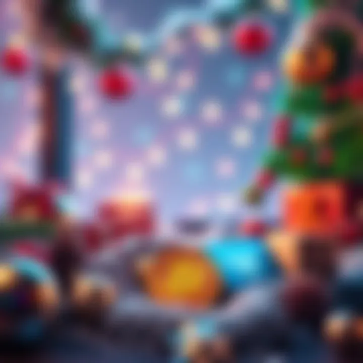 A festive scene featuring decorative items for hiding a Ledger Nano X crypto device, with a $70 Bitcoin Code giveaway announcement, and colorful holiday decorations