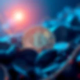 Illustration of a Bitcoin coin with a limit sign, symbolizing the cap of 20,999,999.69 coins and mining rewards adjustment.