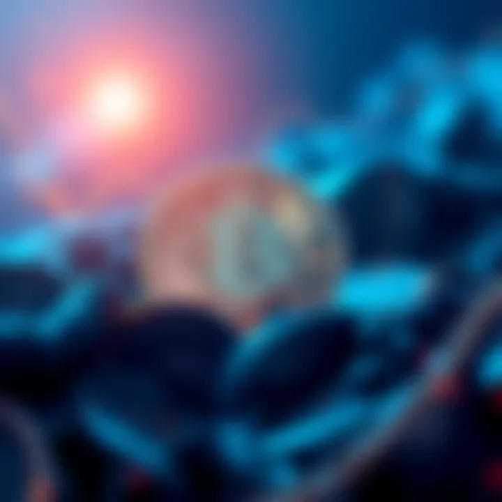 Illustration of a Bitcoin coin with a limit sign, symbolizing the cap of 20,999,999.69 coins and mining rewards adjustment.