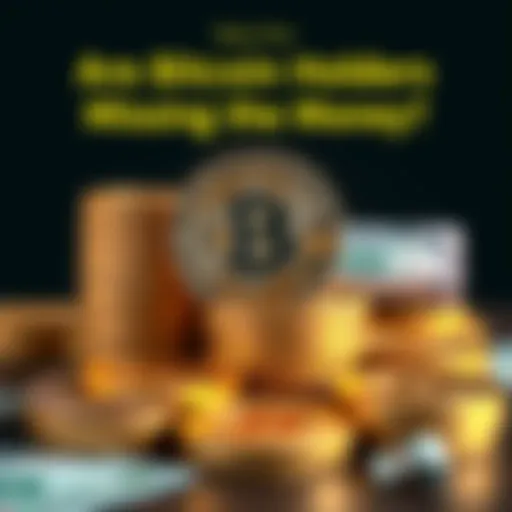 Bitcoin coins stacked with cash A stack of Bitcoin coins with cash bills, showing the contrast between holding and flipping investments.