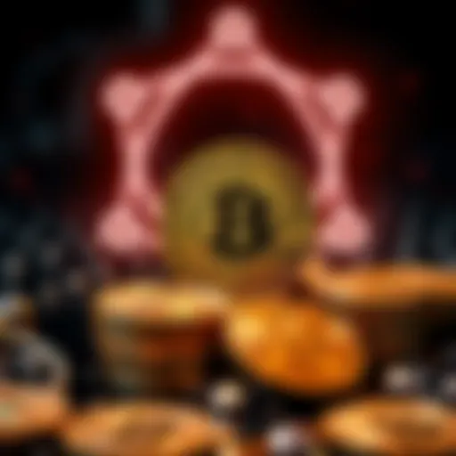 Bitcoin Coins and Quantum Symbol An illustration showing Bitcoin coins with a quantum symbol looming over them, highlighting the security concerns regarding Satoshi's dormant coins.