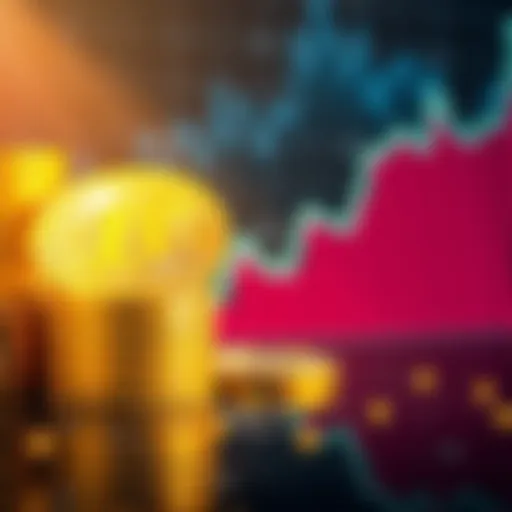A stack of Bitcoin coins in front of an upward trending graph representing long-term investment success
