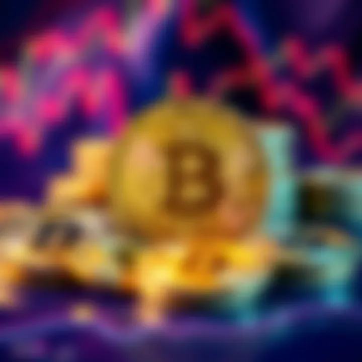 A collection of Bitcoin coins alongside a dollar sign symbolizing zero transaction fees for trading Bitcoin in the US
