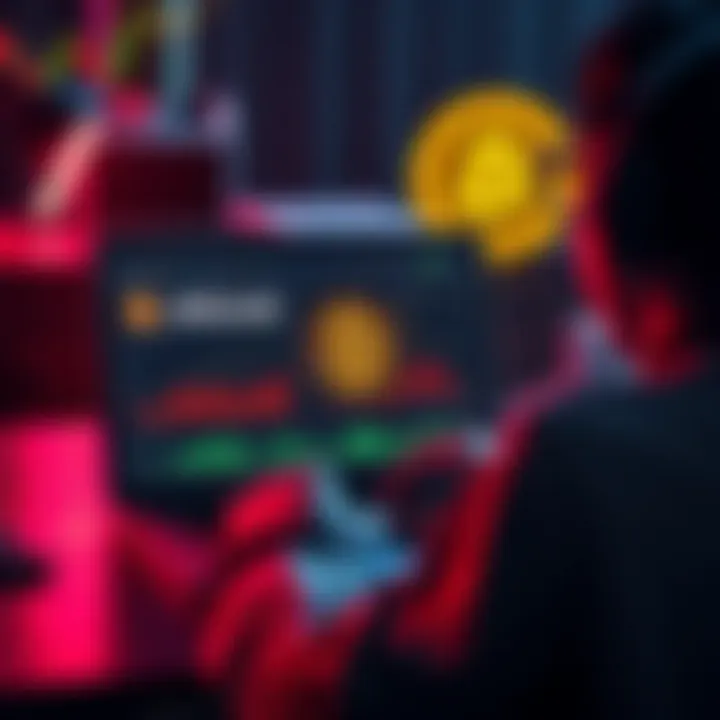 A person considering borrowing against Bitcoin with a laptop showing Bitcoin value graphs and collateral options.