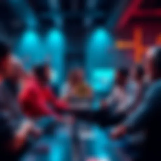 A diverse group of Bitcoin enthusiasts engaged in a lively discussion about Bitcoin's current state.