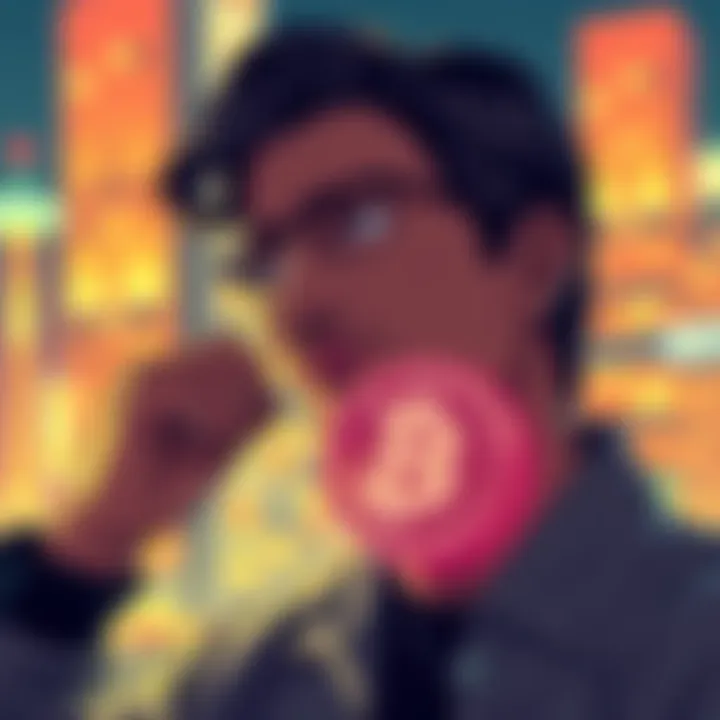 A thoughtful person contemplating cryptocurrency compliance with a digital wallet illustration