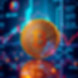 A digital representation of Bitcoin symbol with a backdrop of abstract data and charts, symbolizing the connection between technology and finance.