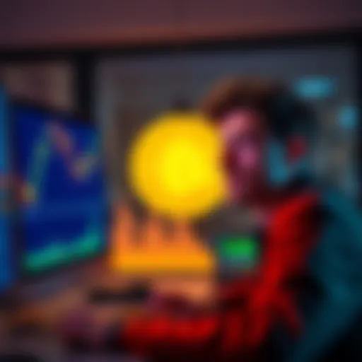A worried person looking at Bitcoin charts on a computer screen, symbolizing concerns about cryptocurrency investments.