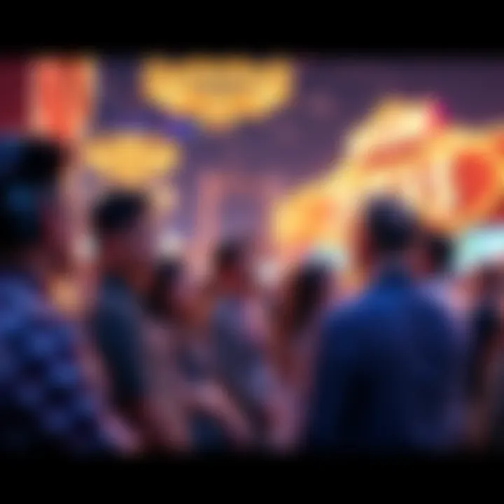 A diverse group of people discussing plans for the Bitcoin 2026 Conference in Las Vegas.