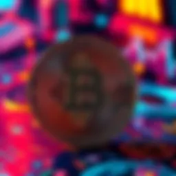 A digital coin representing Bitcoin with a company logo, symbolizing centralization and control in cryptocurrency.