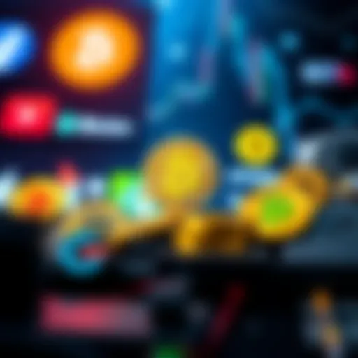 A visual representation of Bitcoin symbols alongside corporate logos, showing its integration into mainstream business.