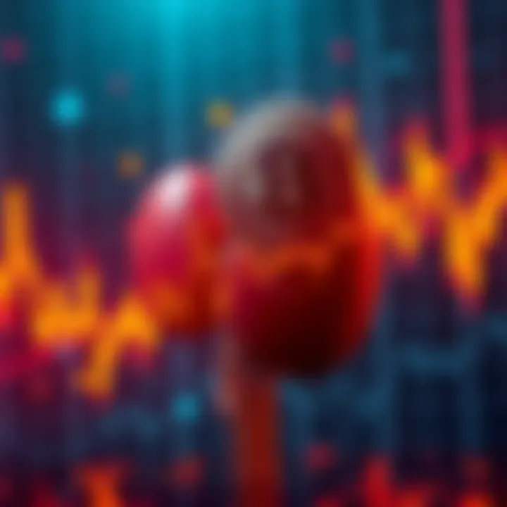 Graph showing Bitcoin's decline below critical price levels with a fragmented kidney illustration in the background to symbolize Michael Saylor's controversial statement