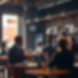 People discussing Satoshi Nakamoto's identity in a coffee shop