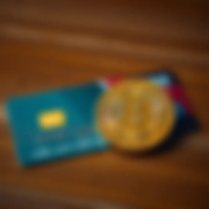 A visual comparison of Bitcoin and credit cards, showing Bitcoin symbol alongside a credit card, representing the future of cryptocurrency acceptance.