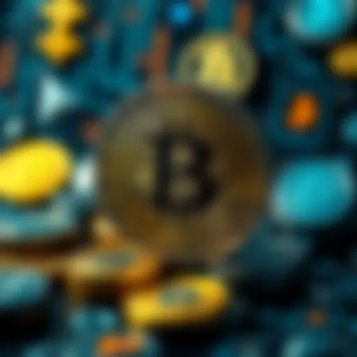 A graphic showing Bitcoin against a backdrop of various cryptocurrency symbols representing the market debate.