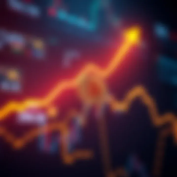Graph showing a rise in Bitcoin and cryptocurrency values with arrows pointing upwards, symbolizing market optimism after Iran's peace discussions announcement.