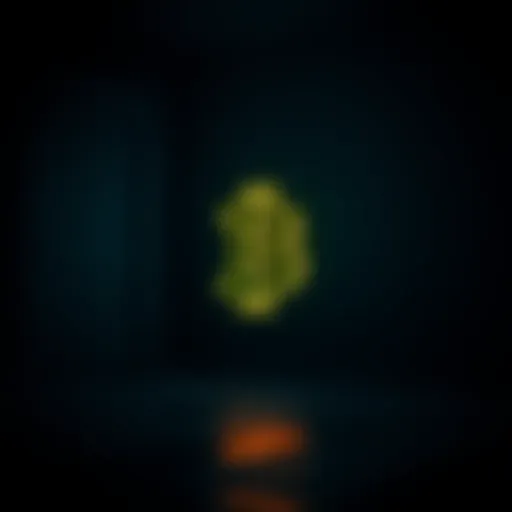 A Bitcoin symbol glowing softly in a dark room, representing the concept of digital currency during a power outage.