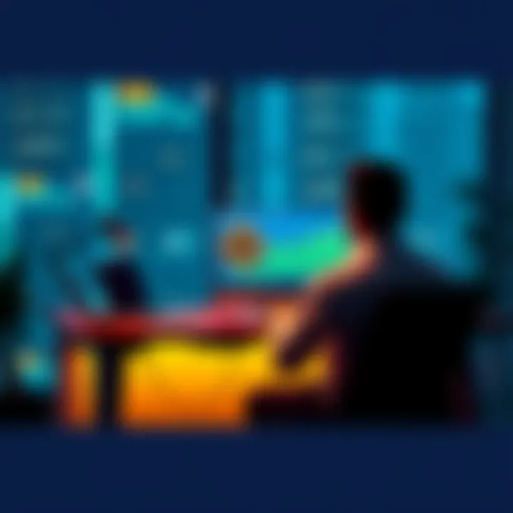 A person sitting at a desk with a laptop showing a Bitcoin graph, representing consistent investment and financial growth through Dollar Cost Averaging.