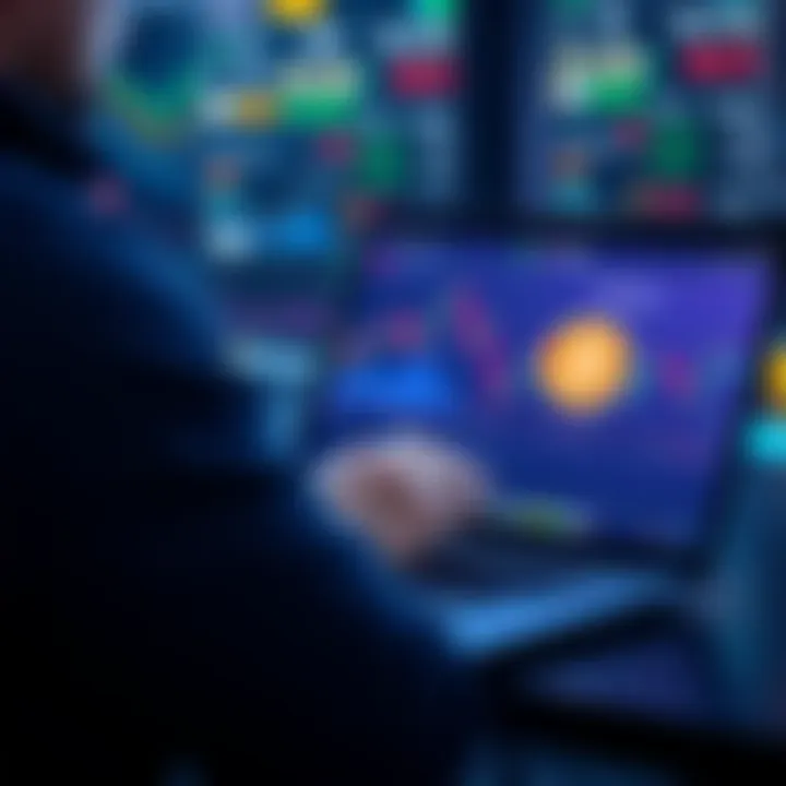 A person using a laptop to set up a Bitcoin Dollar-Cost Averaging plan on a European exchange, with graphs and currency symbols on the screen.