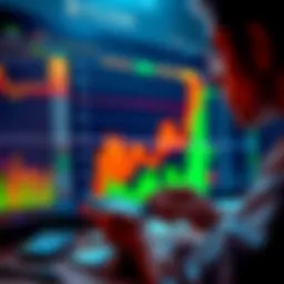 A graphic showing a chart with Bitcoin prices and a person calculating investments using dollar-cost averaging strategy.