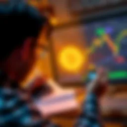 A person analyzing Bitcoin price charts with a calculator and notepad, considering investment strategies amidst fluctuating prices.