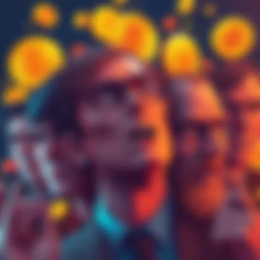 A collage of Bitcoin symbols and angry faces representing supporters and critics in a heated online discussion.