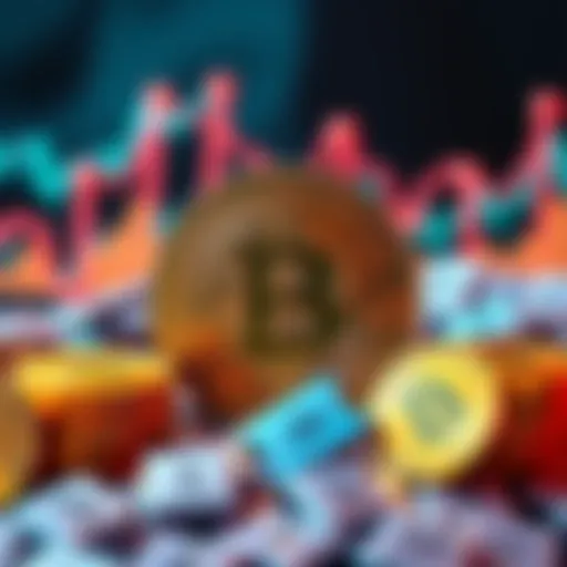 A visual representation of Bitcoin with debt symbols showing financial strategies